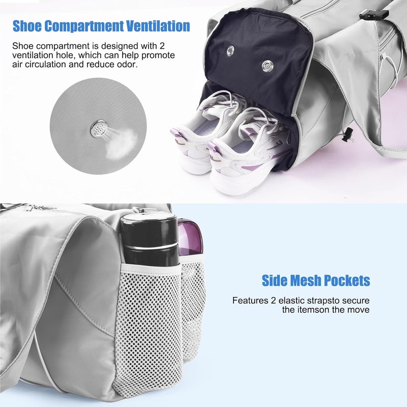 forestfish Gym Bag For Women With Yoga Mat Holder & Shoe Compartment & Wet Dry Storage Pocket & Adjustable Strap - Image 4